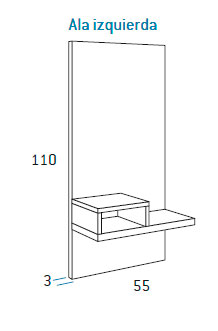 Panel para cabecero terminación recta con leja y cubo